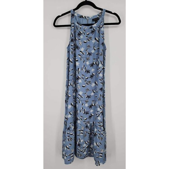 J. Jill Wearever Collection Breeze Flounce Hem Dress Floral Blue Size XS - Picture 2 of 5